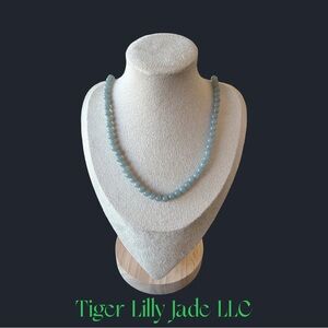 Certified Grade A Burma Blue Jade Beaded necklace.